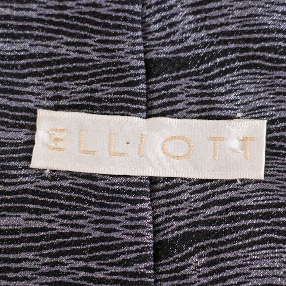 Peter Elliott Abstract Black Silver Print Silk Tie - Picture 3 of 7